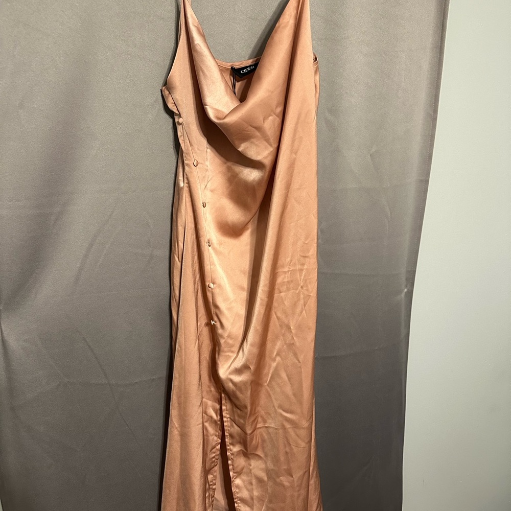 Cider Peach Satin Midi Dress